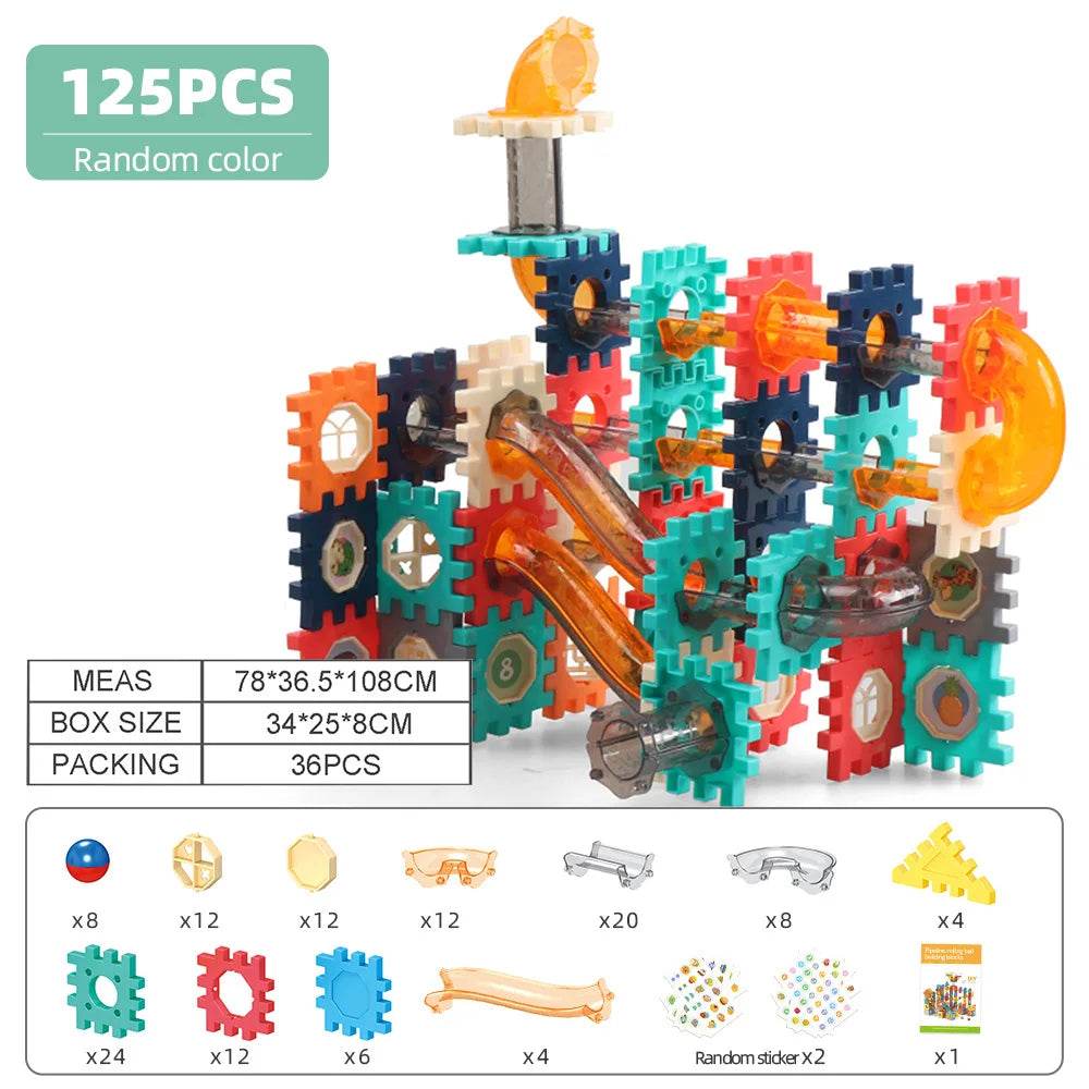 Marble Run Race Track Building Blocks Toys For Kids Labyrint Rolling Ball Funnel Slide Bricks Education Construct Toys Maze STEM - AIAZ