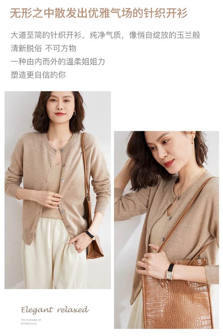 Women Cardigans Sweater O-neck Spring Autumn Knitted Cashmere Cardigans Solid Single Breasted Womens Sweaters 2022 - AIAZ