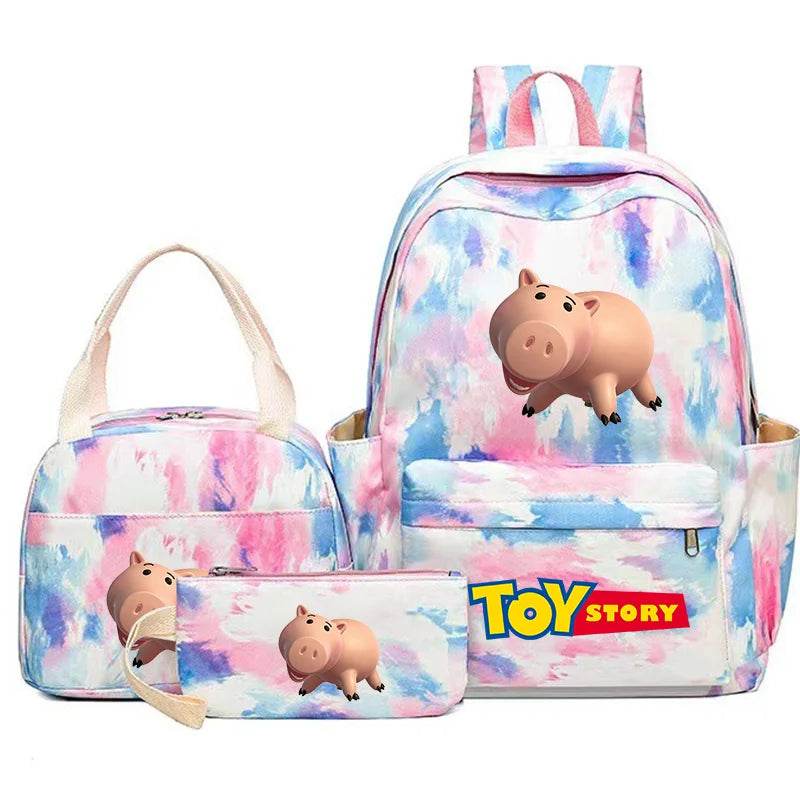 Toy Story Colorful Backpack Set With Tote and Pouch Large Capacity Lightweight And Breathable Outdoor Knapsack School Bags - AIAZ