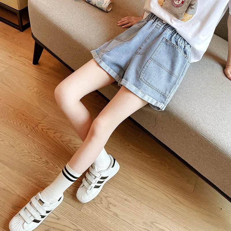 1pcs Summer Girl Kids New Mid Waist Denim Short Toddler Teenage Casual Pants Children Classics Fashion Looses Soft Jeans Shorts - AIAZ