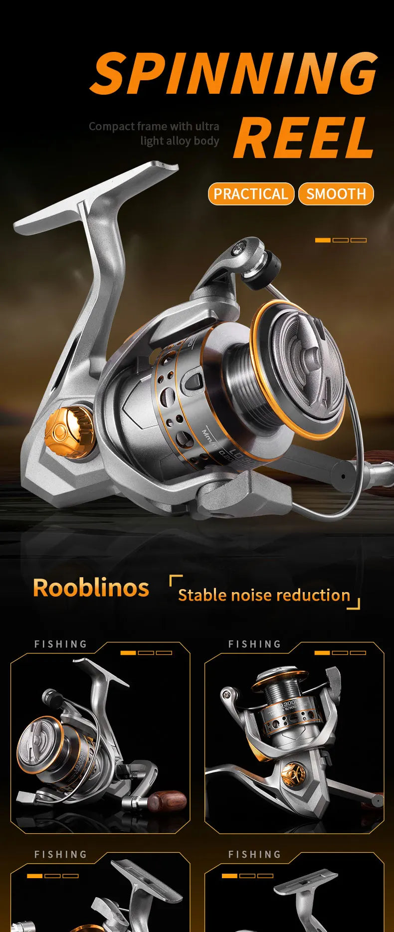Rooblinos LD Spinning Fishing Reels For Saltwater Freshwater Metal Spool Left/Right Interchangeable Trout Carp Fishing Tackle