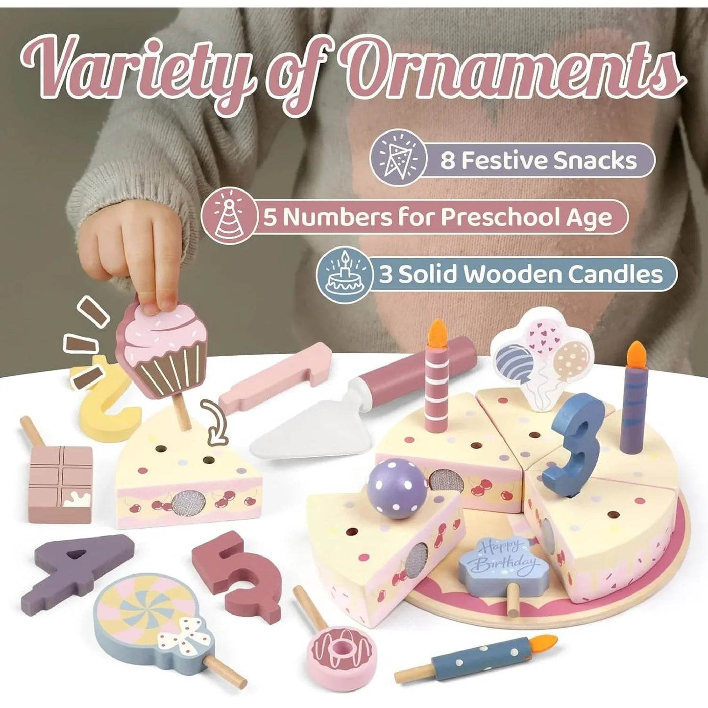 Wooden Kids Kitchen Toys Simulation Birthday Cake Toy Pretend Play Cutting Food Game Children Role Play Toy Gifts for Boy Girl - AIAZ