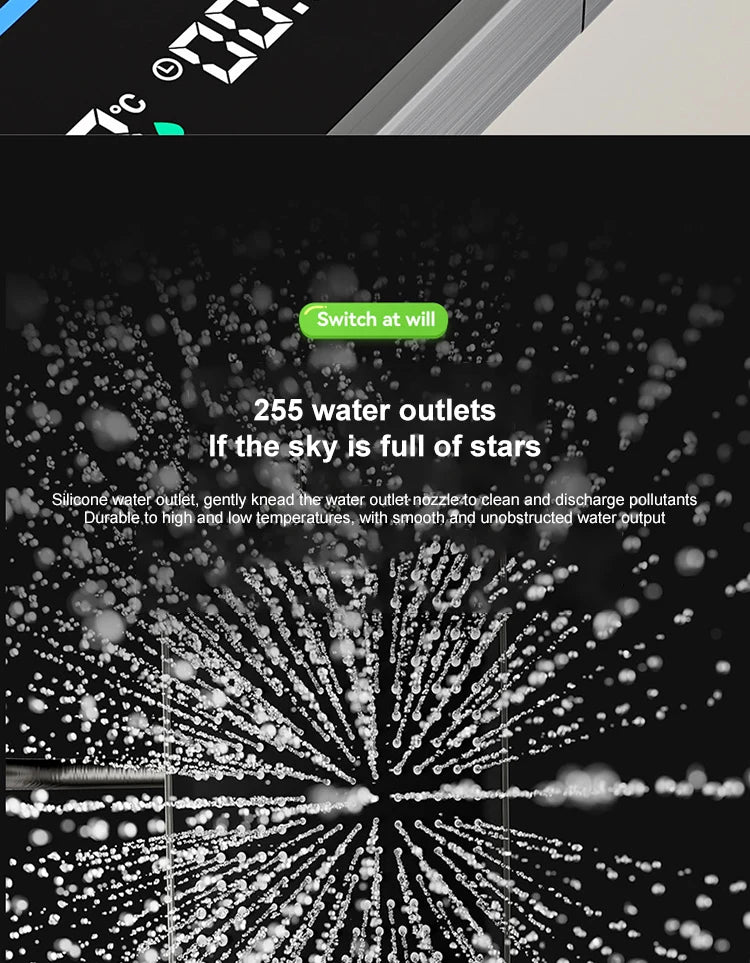 Bathroom Shower Full Set Gray Digital Display Shower System Set  Piano Button With Ambient Light Faucets Shower Head