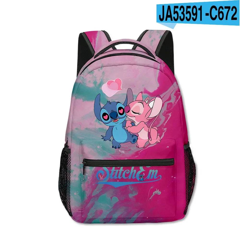 Stitch Primary School Student Anime Backpack Cartoon Large Capacity School Bag Printing Anime Kawaii Cartoon School Bag Mochila - AIAZ