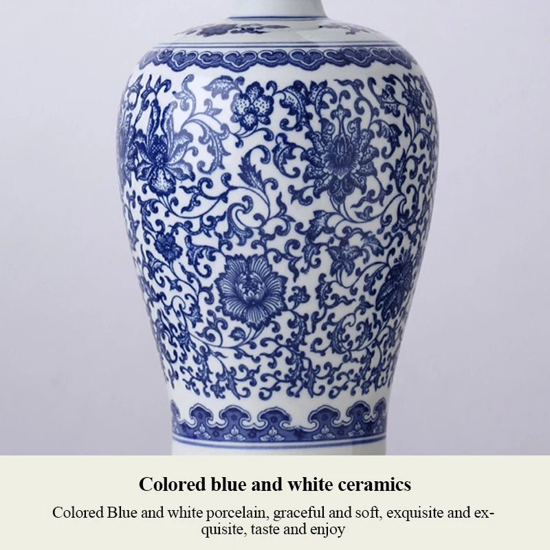ANITA Modern Ceramics Table Lamps LED Dimming Chinese Blue And White Porcelain Desk Light for Home Living Room Bedroom