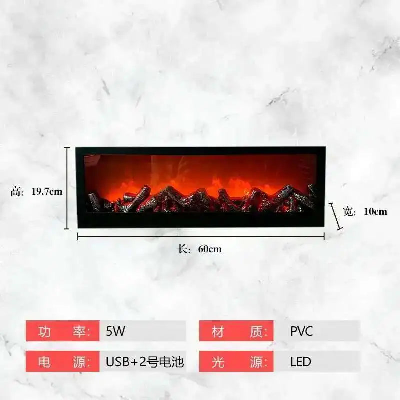 3D Simulated Fireplaces Flame Lamp Fake Firewood Fireplace European Decoration Ornaments Light Living Room TV Cabinet Fireplace