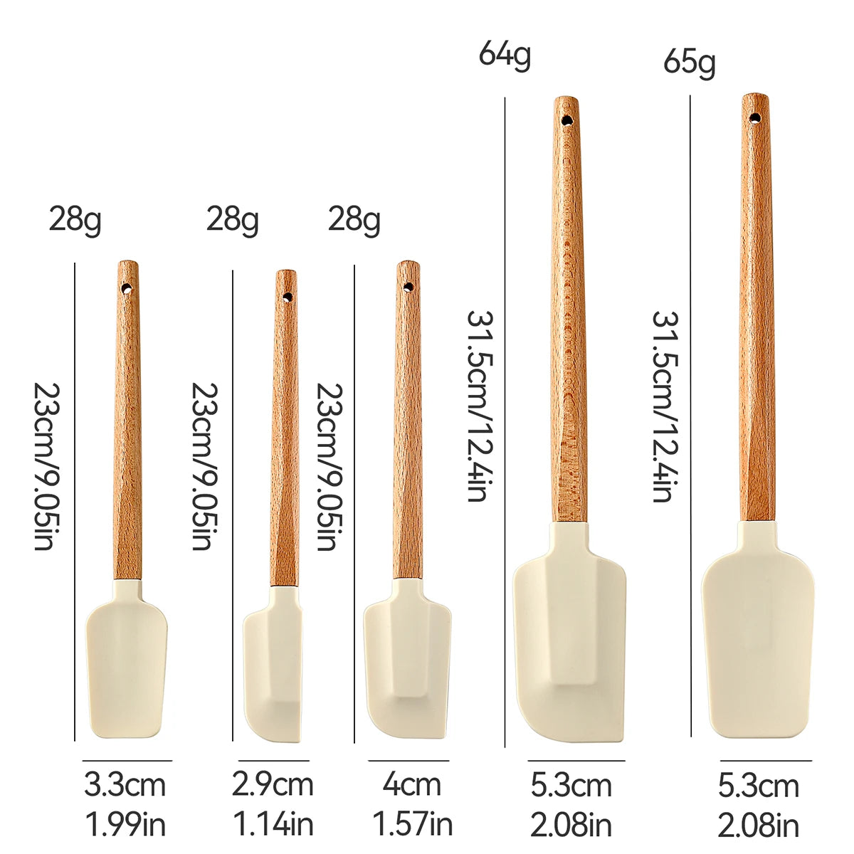 5pcs Wooden Handle Silicone Scrapers Set High Temperature Resistant Cream Cake Spatula Baking Scraper Shovel Kitchen Bakeware