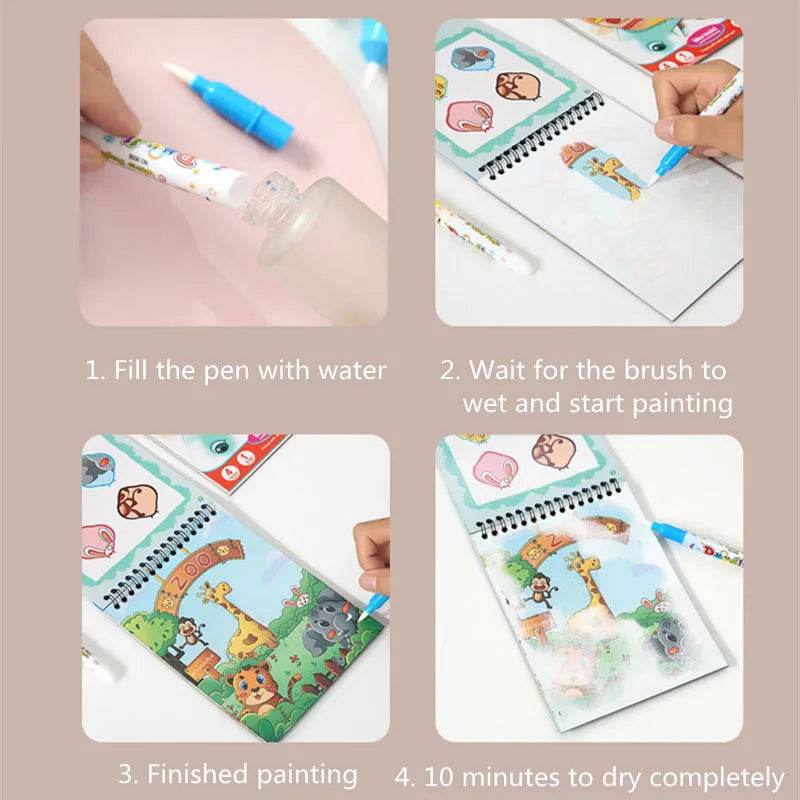 Magical Water Painting Book Toddler Early Education Toys Reusable Magic Drawing Coloring Book for Kids Children Montessori Toys - AIAZ