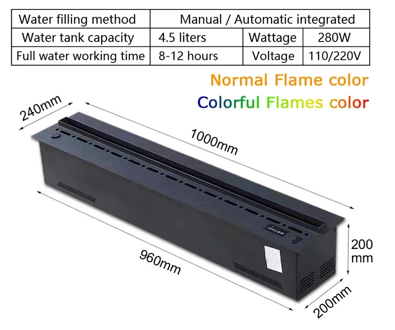 Upgraded LED Electric Fireplace 128 Color Flames Safe Touch APP Remote Controller Fireplace for Living Room/Office
