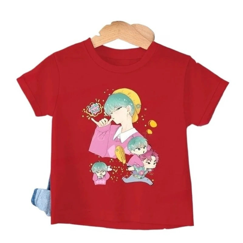 KPop Demon Hunters Saja Boys T-shirt Tops New Fashion Casual Kids T-shirt Short Sleeve Kids Soda Pop Cartoon Harajuku Tee