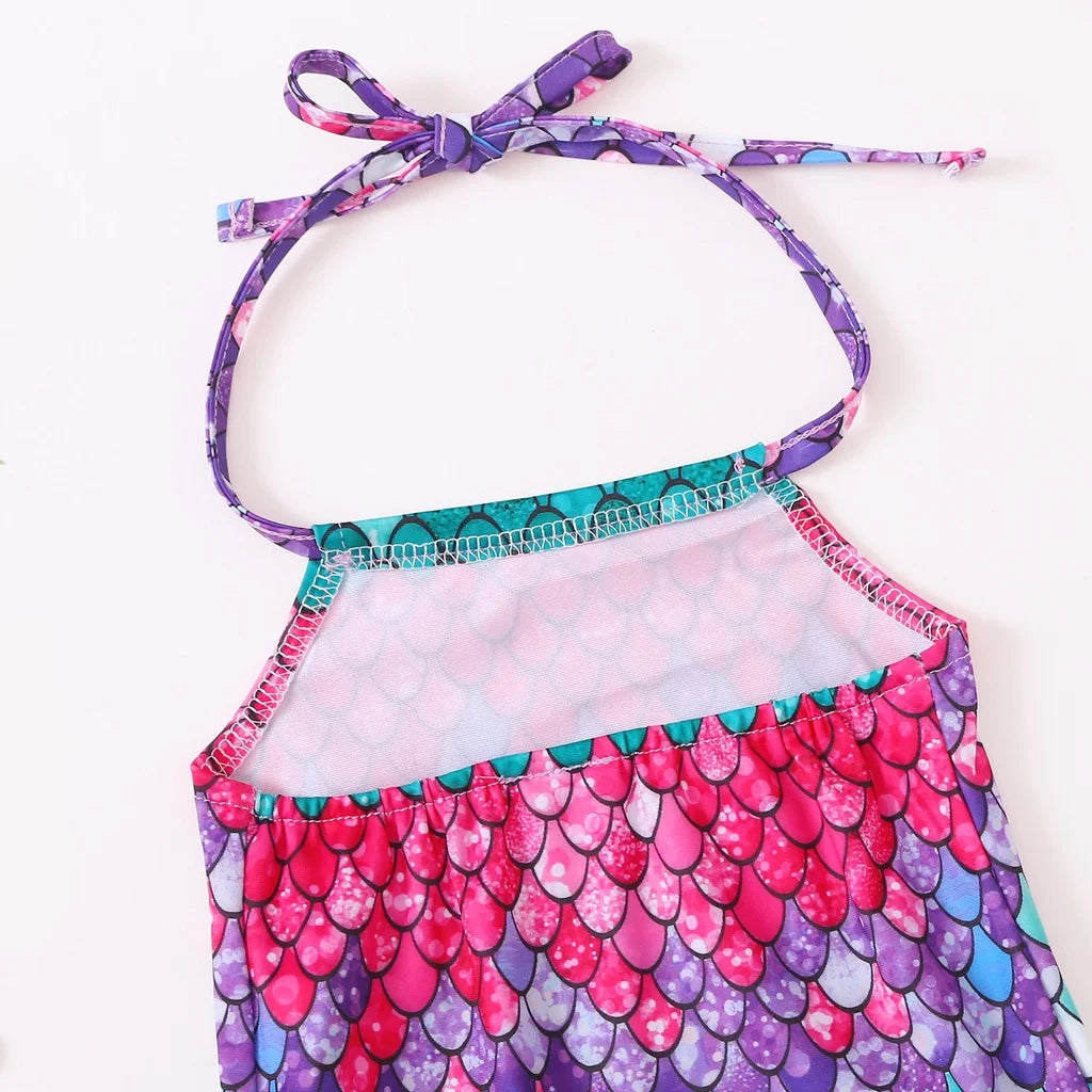 3-24 Months Baby Girl Swimsuit Mermaid Sling Bodysuit+Headwear 2PCS Set Fashion Soft Summer Toddler Girl Beach Swimming Wear