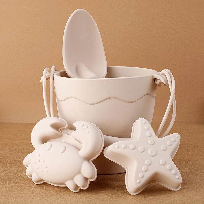 TYRY.HU 8pcs/set Children Toys Silicone Beach Toy Set with Bucket and Six Accessories Fun Outdoor Play Sand for Kids - AIAZ