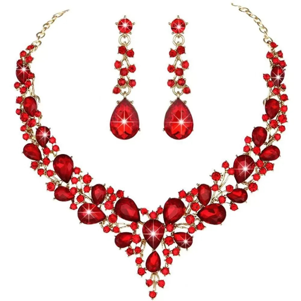 Fashion Crystal Bridal Necklaces Earrings Shining Elegant Rhinestone Jewelry Set Exquisite Necklace Earrings Set Banquet