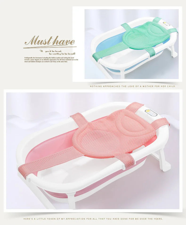 Baby Bath Seat Support Mat Foldable Bath Tub Pad &amp Chair Newborn Bathtub Pillow Infant Anti-Slip Soft Comfort Body Cushion