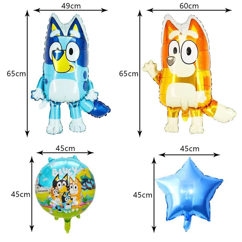 New Bluey Birthday Party Decoration Latex Balloons Bingo Aluminum Film Balloon Disposable Tableware Kids Event Supplies Backdrop - AIAZ