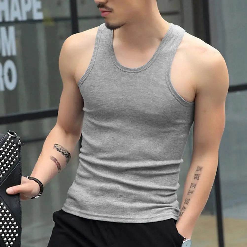 Men's Vest White Black Breathable Quick Drying Elastic Sports Vest Men Sleeveless Undershirt Fitness Training Running Tank Top - AIAZ