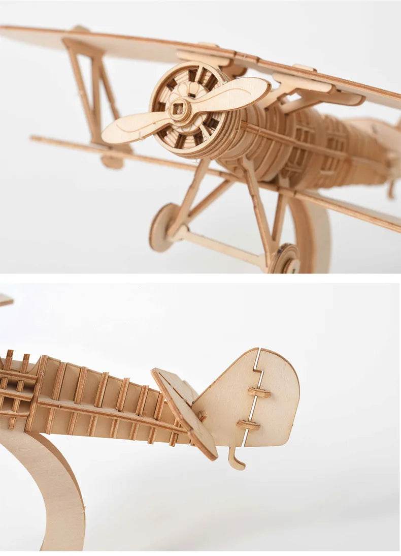 Diy 3d wooden puzzle for Assembly Puzzle Laser Cutting Sailing Ship Biplane Steam Locomotive Train Toy diy Kit for adults Child - AIAZ