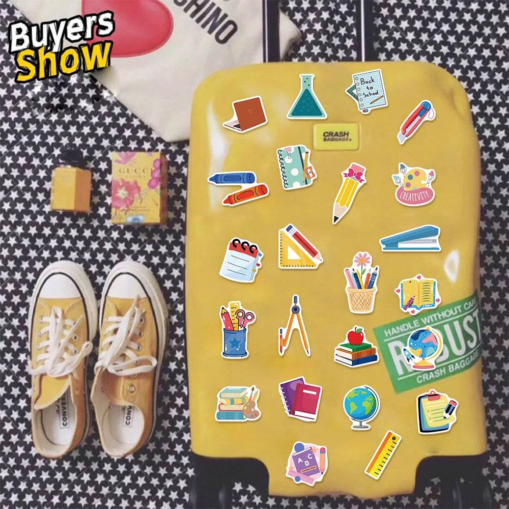 50PCS Back to School Student Supplies Graffiti Stickers DIY Luggage Speaker Water Cup Notebook Waterproof Stickers - AIAZ