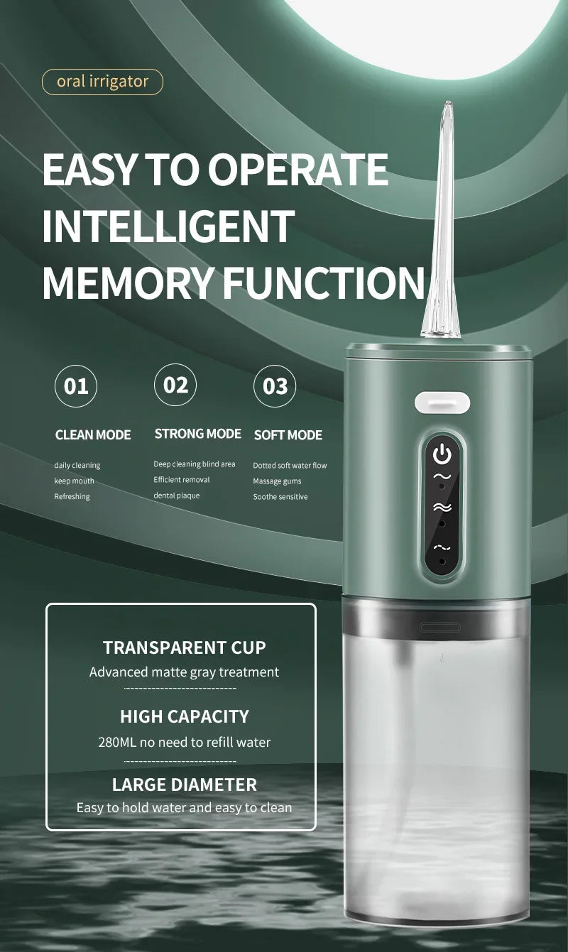 Xiaomi Dental Oral Irrigator 5 Nozzle Portable Dental Water Flosser USB Rechargeable 280ml Three frequency pulses Teeth Cleaner