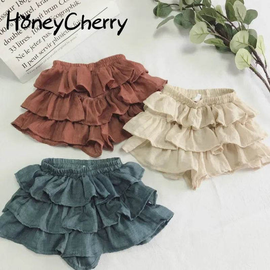HoneyCherry New Skirt Shorts Korean Pure Color Thin Cotton Short Pants Girls Toddler Girl Shorts Girls Summer Shorts - AIAZ