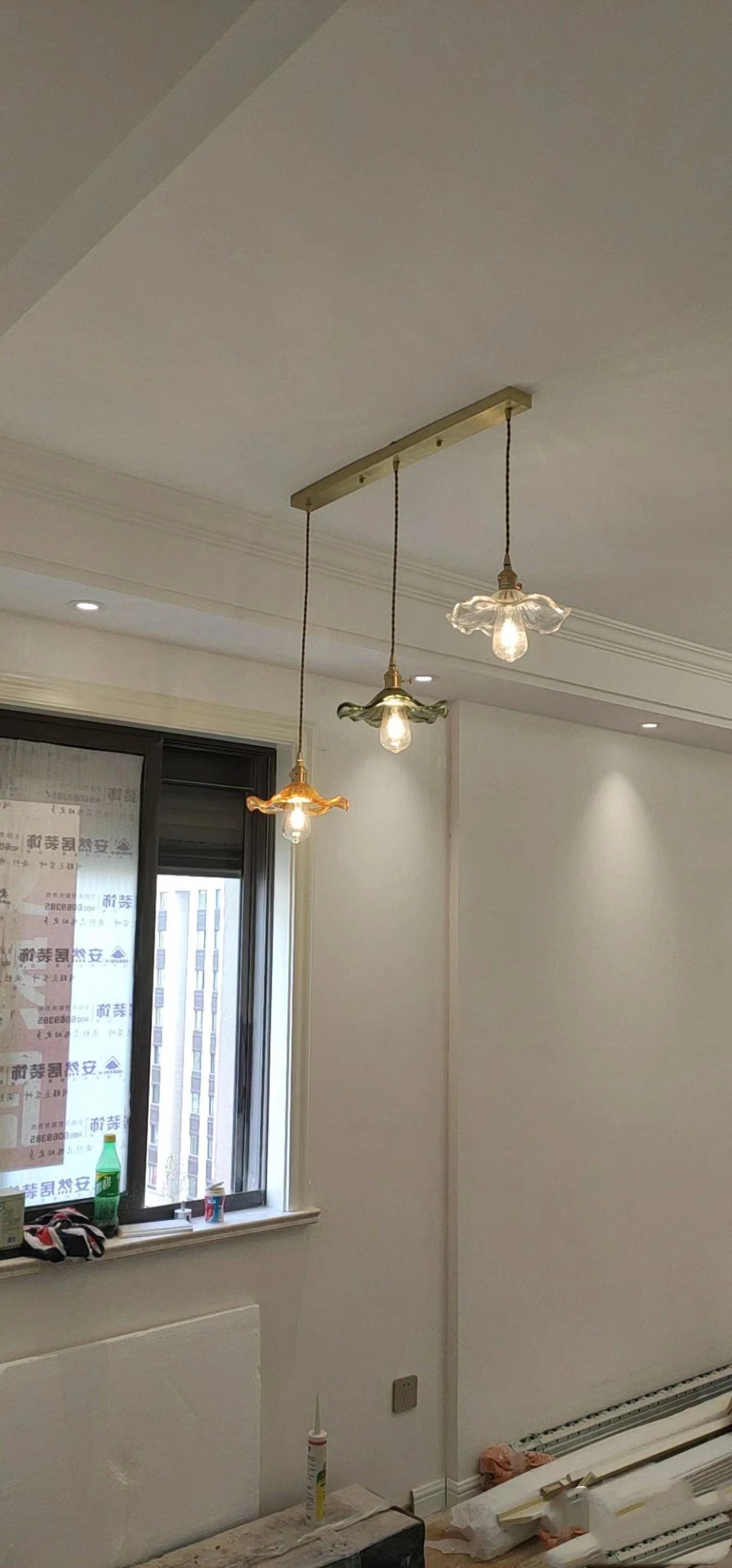 IWHD Nordic Style Simple LED Pendant Light Fixtures Bedroom Living Room Bar Colorful Glass Copper Hanging Lamp Lights Edison