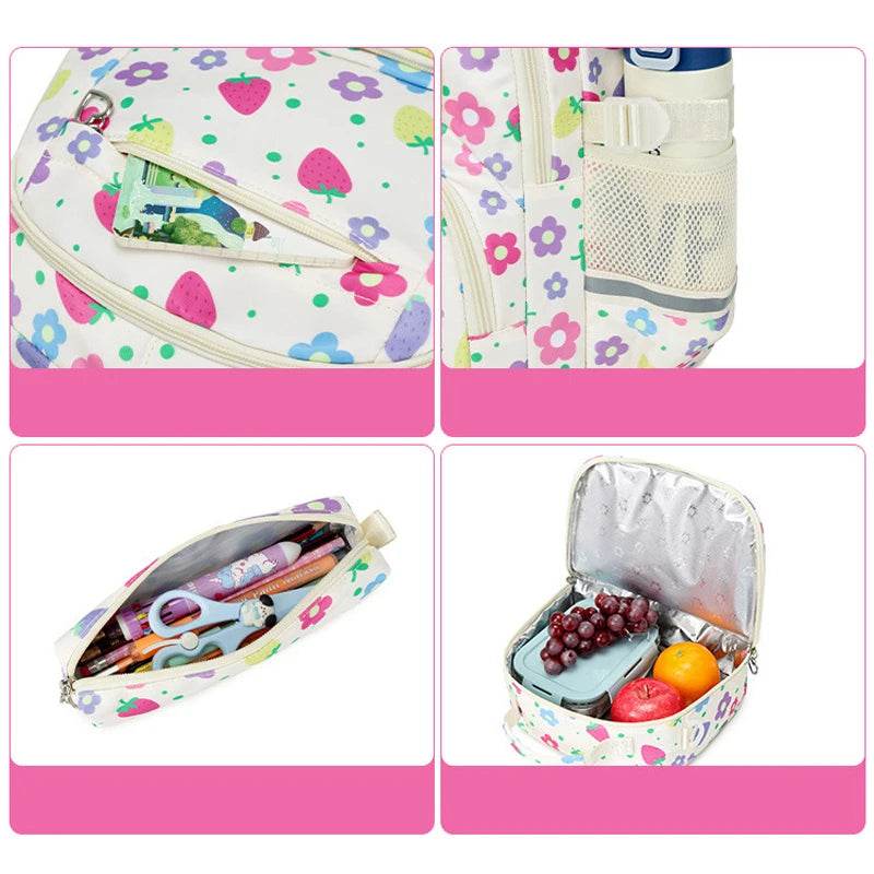 School Bags for Girl Pencil Case Colorful Set School Backpack Book Bag Luxury Brand Schoolbag Teenager's Backpack Kids - AIAZ