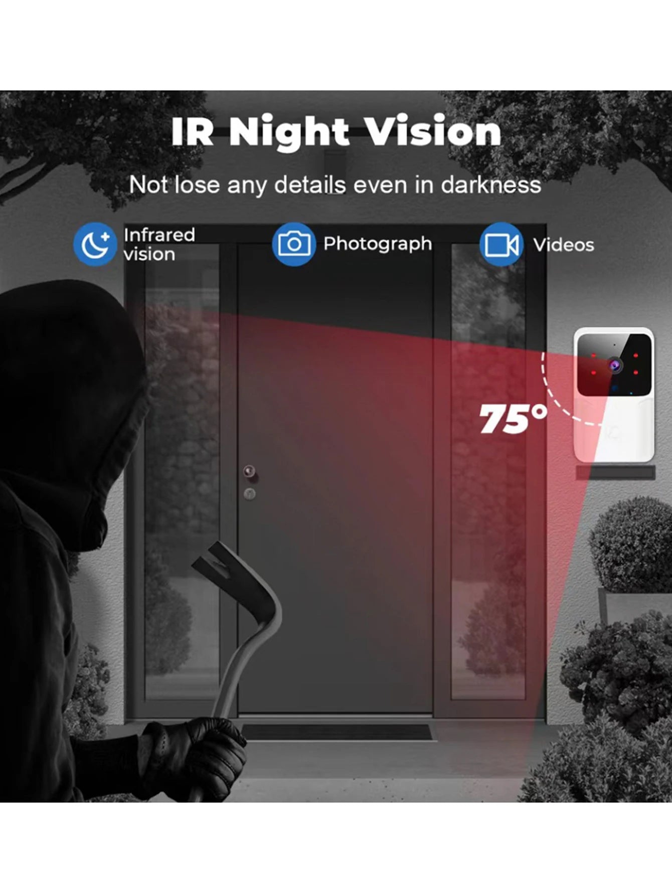 Doorbell video low power WIFI link, rechargeable model doorbell night vision HD intelligent security 1 drag 1 home intercom
