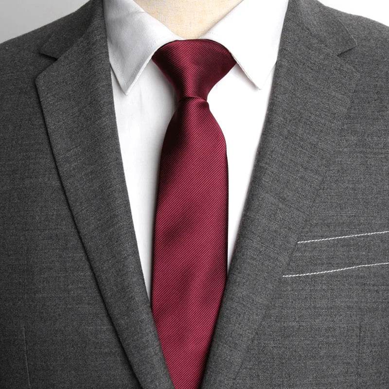 Men's Business Jacquard Slim Tie, British Classic Solid Color Tie,Casual Wedding Accessories - AIAZ