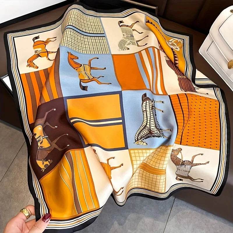 Luxury Silk Shawl Square Scarf for Women Satin Fashion Wraps Neckerchief Female Hair Bands Ribbon Headband Bandana 70X70CM - AIAZ