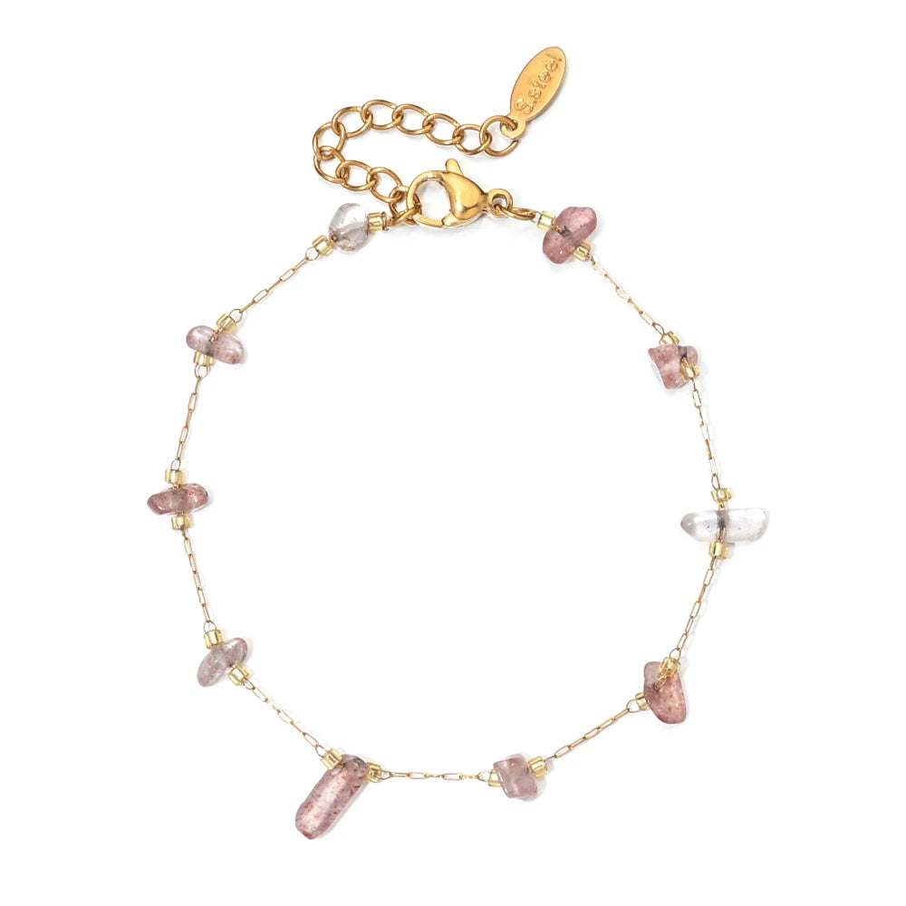 Irregular Natural Stone Stainless Steel Chain For Women Gilrs Gold Color Bracelet Femme Summer Jewelry Gift Adjustable for Women