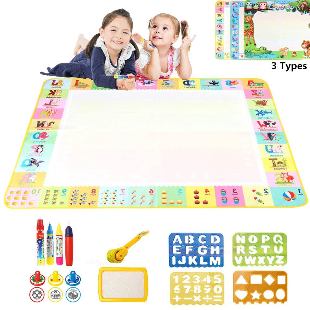 100x80CM Magic Water Drawing Mat with Reusable Magic Pens Doodle Montessori Painting Board Educational Toys Kids Gifts 39X31in - AIAZ