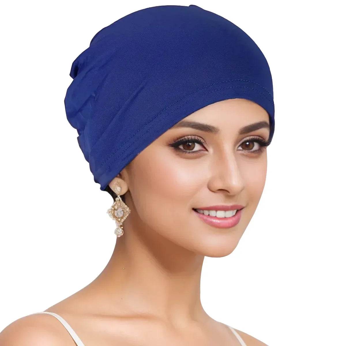 Muslim Turban Cap for Women Monochromatic Pullover Cap Hijab Hat Female Turban Fashion Accessories New - AIAZ