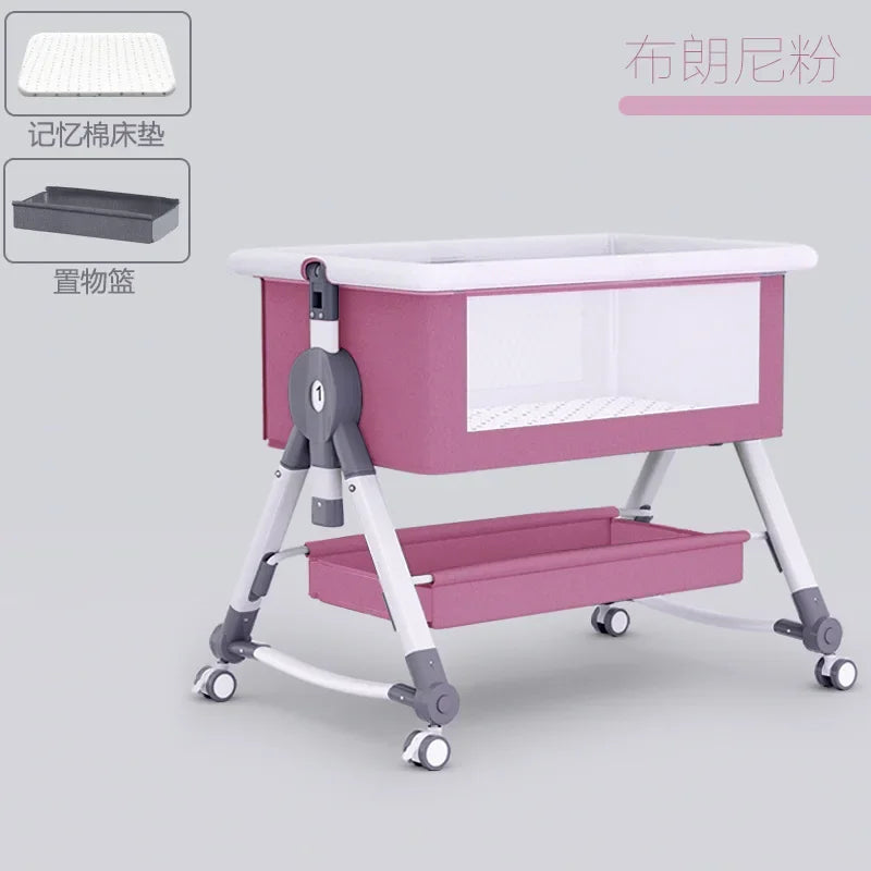 Newborn Bed Splicing Large Bed Baby Rocking  Children's Cradle  Multifunctional Movable and Foldable