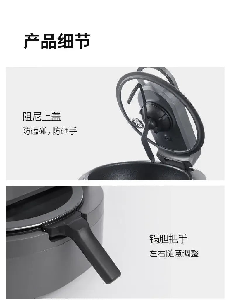 Household cooking robot automatically stir-fries over high heat without oil smoke