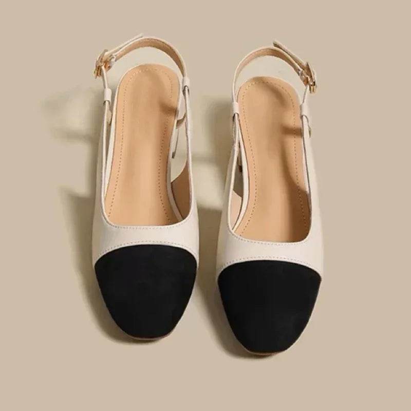 New 2025 Summer Women's Sandals Elegant Medium Heel Toe Mules Comfortable Office Women's Shoes Buckle Heels Dress Shoes - AIAZ