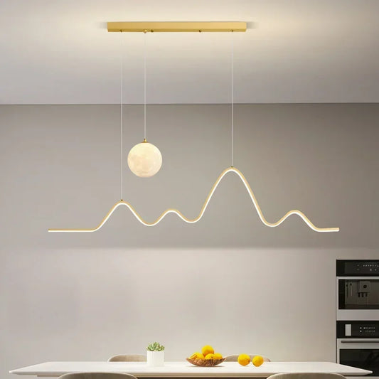 2023 Dining Table Modern Led Pendant Light Lamp For Modern Dining Room Kitchen Bar Designer Line Chandelier Lighting Decor