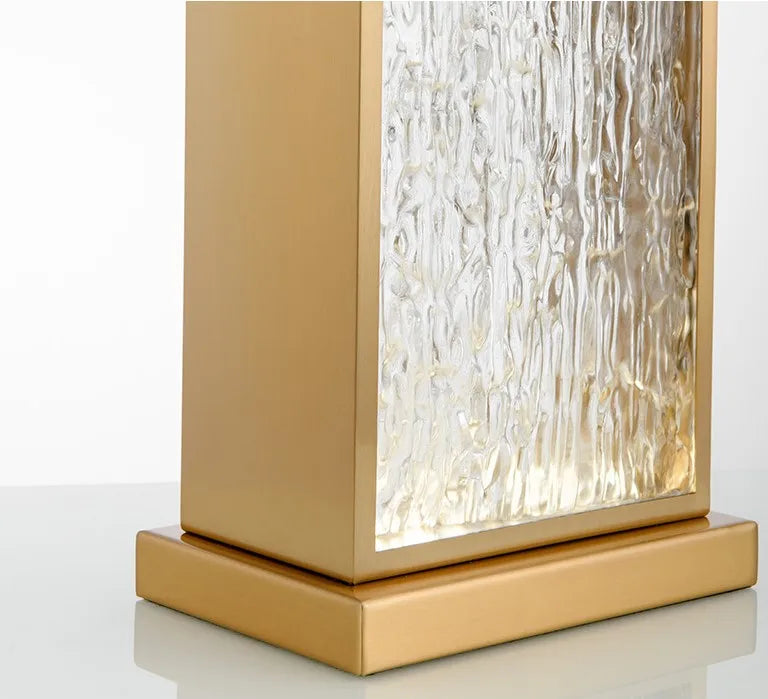 Modern Minimalist Luxury Table Lamp Corrugated Glass Gold Frame Led Desk Light for Bedroom Bedside Study Living Room Home Decor