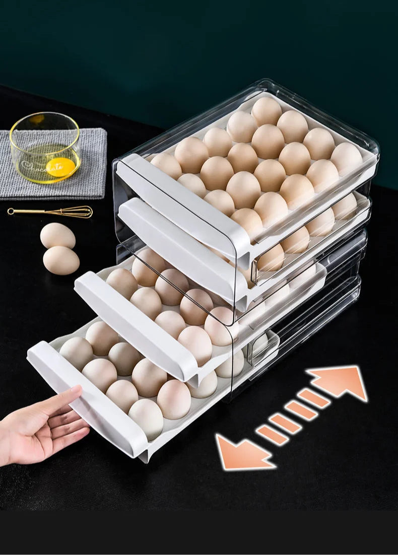 Refrigerator Egg Storage Crisper Drawer-type 40-grid Household Double-layer Egg Tray Kitchen Stackable Egg Rack