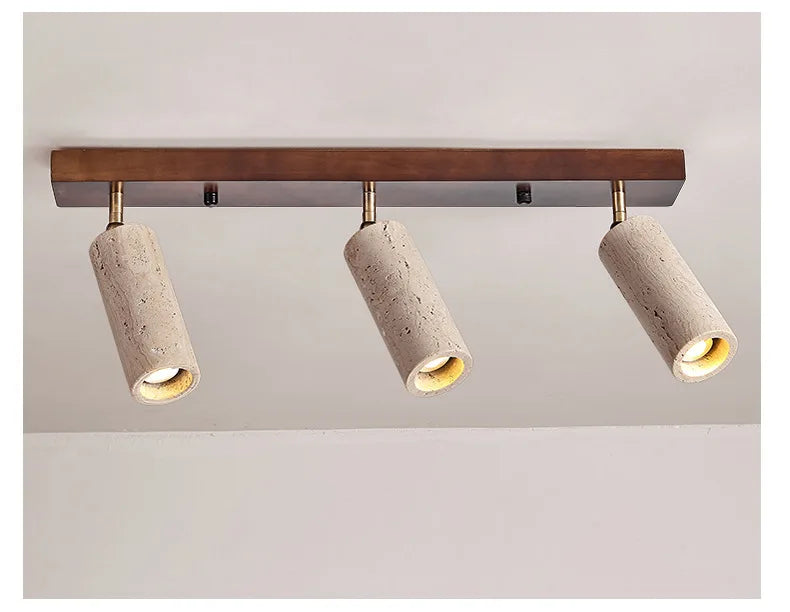 Stone Ceiling Lamp Spot light Angle Adjustable Rectangle Wood Base