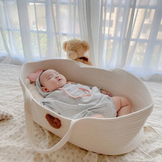 Ins Newborn Hand Basket Cotton Rope Woven Crib Baby Cradle Portable Outdoor Sleeping Infant Accessories Photography Props Gifts