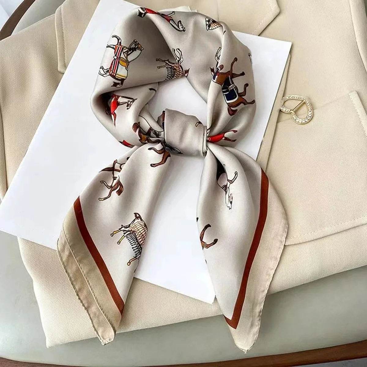 Fashion Luxury Brand 70cm Silk Square Scarf Women Satin Neck Tie Female Hair Bandana Headkerchief Shawl Wrap Hijab Echarpe - AIAZ