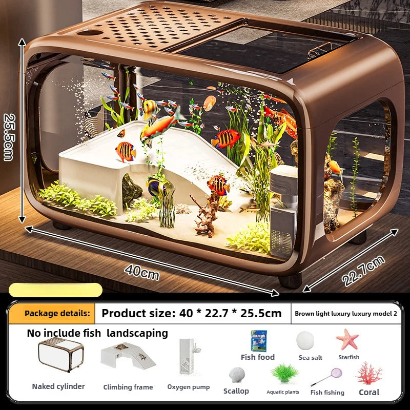 Creative Aquarium Fish Tank Ecological Landscape Set Integrated Filtration Oxygen Generation Machine Transparent Turtle Tank