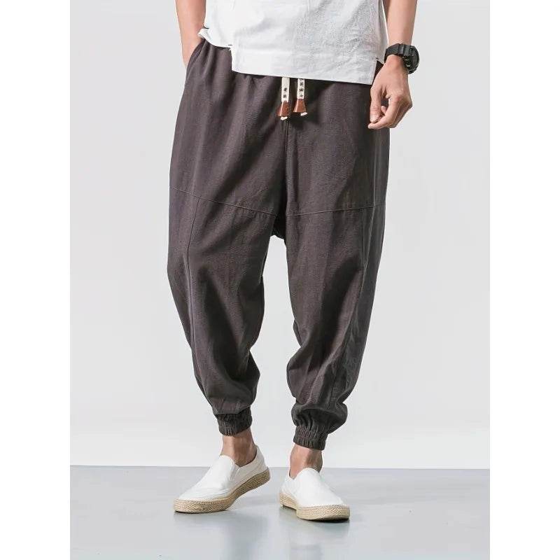 New Men Pants Fashion Solid Color Cross-pants Loose Style Streetwear Male Harem Pants - AIAZ
