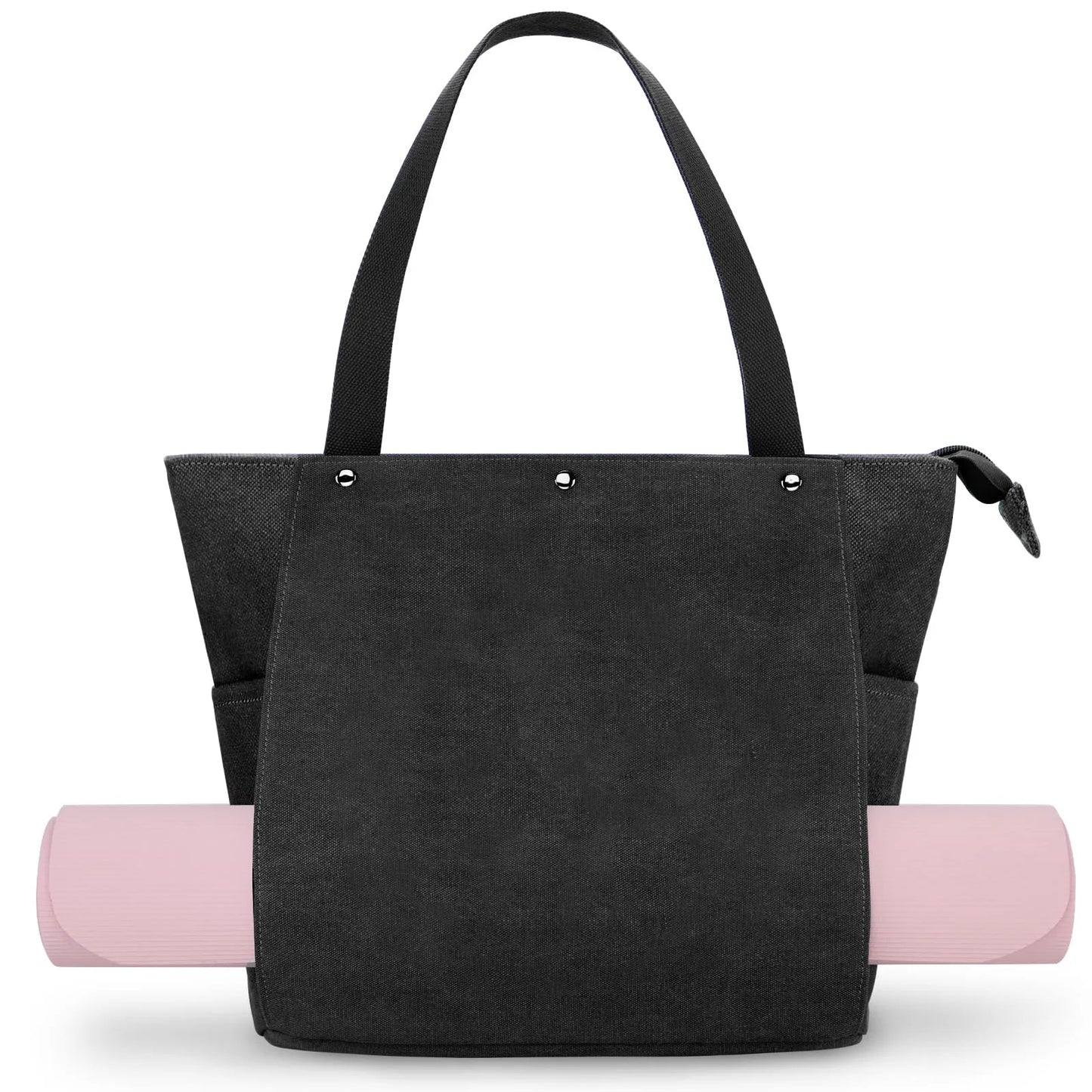 Yoga Mat Bag with Pockets Fits All Size Mats Multi-Functional Storage Pockets Durable Canvas Large Yoga Mat Tote Sling Carrier