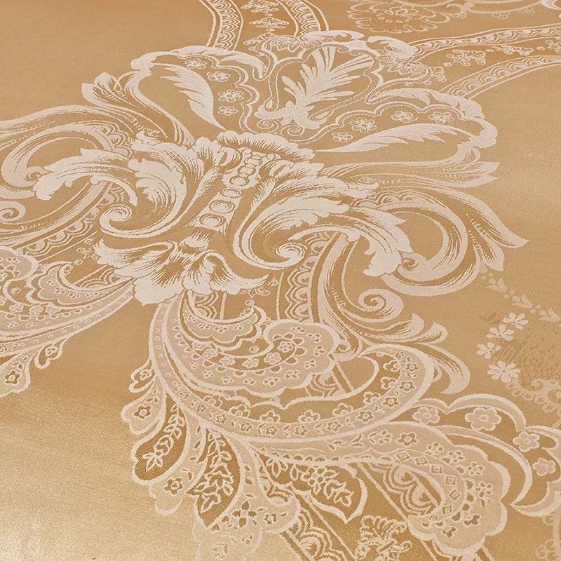 Sliver Gold Luxury Silk Satin Jacquard duvet cover bedding set queen king size Embroidery bed set bed sheet/Fitted sheet set