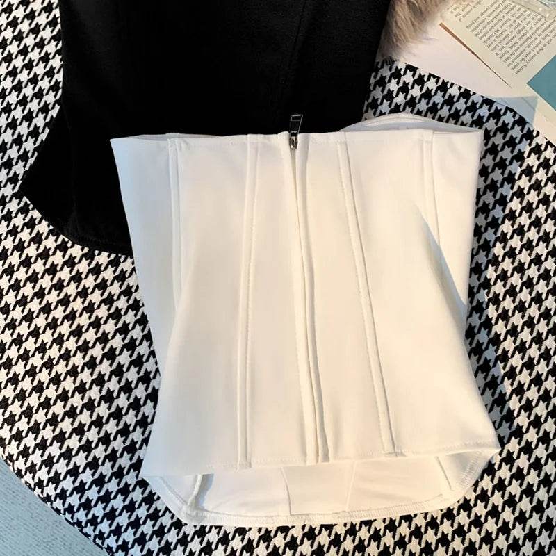 Tanks Tops Women Off-shoulder Outerwear Tube-top Sexy Spicy Girls Summer European Style Streetwear Slim Defined Waist Popular - AIAZ