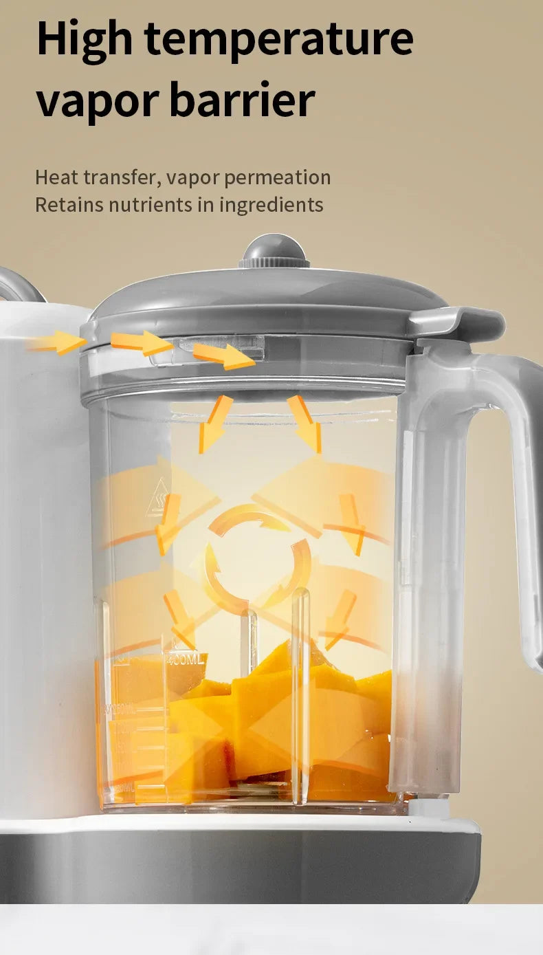 2024 Baby Food Maker One Step Baby Food Processor Steamer Puree Blender Auto Cooking & Grinding Touch Screen Control White