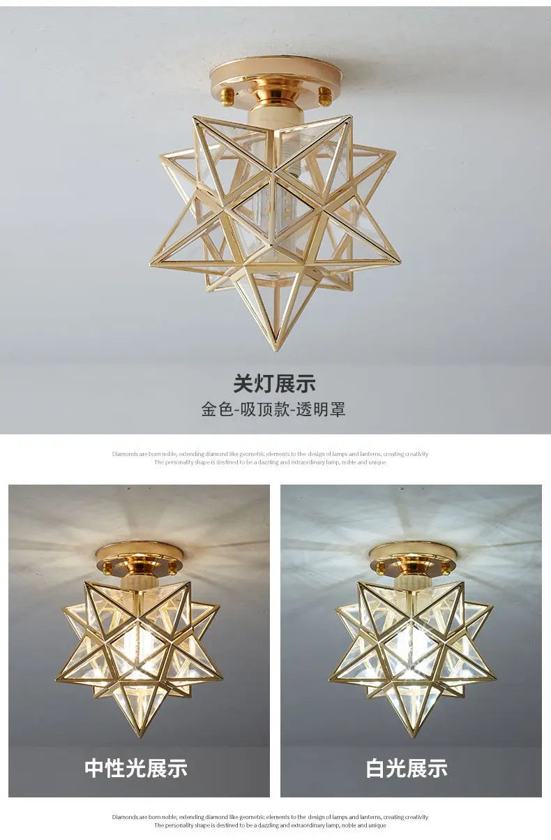 Lamps for Living Room Decor Five-pointed Star Ceiling Modern Balcony Corridor Porch Fashion Network Red Star  Ceiling Light