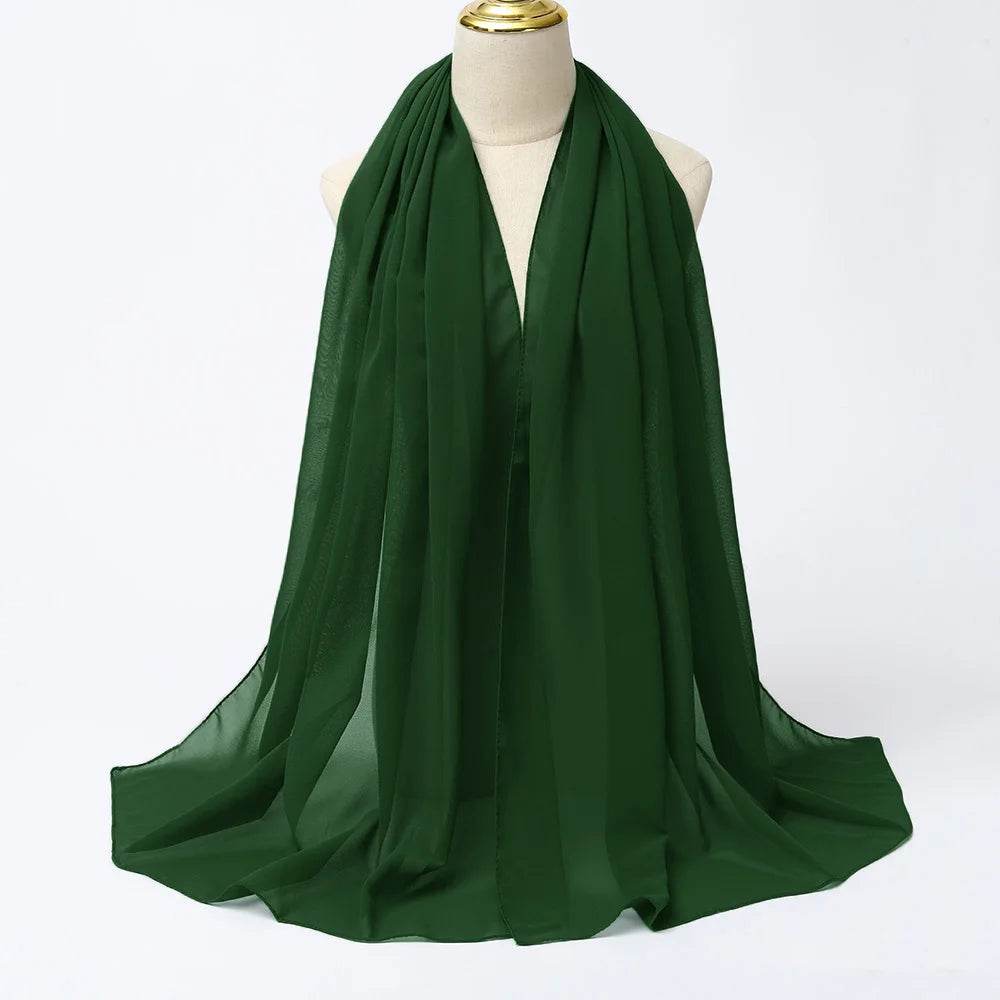 Muslim Chiffon Hijab Scarf Women Long Solid Color Head Wrap For Women Hijabs Scarves Ladies Muslim Veil Jersey Hijabs - AIAZ