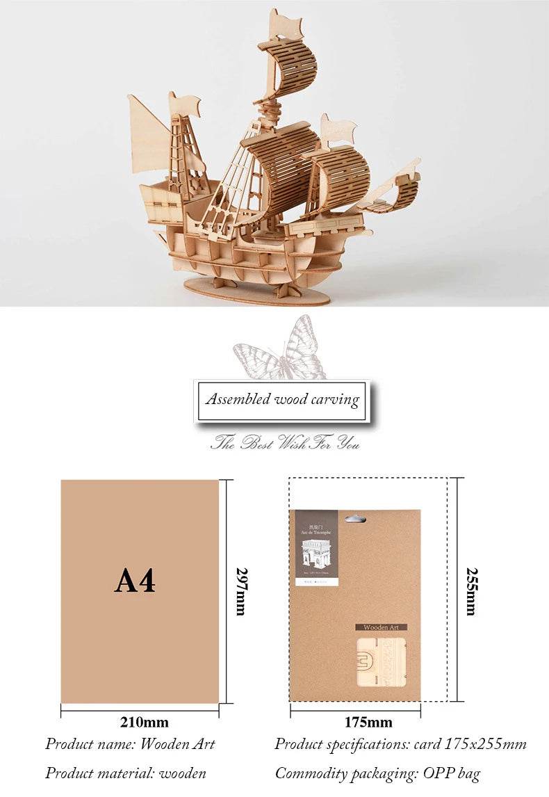 Diy 3d wooden puzzle for Assembly Puzzle Laser Cutting Sailing Ship Biplane Steam Locomotive Train Toy diy Kit for adults Child - AIAZ